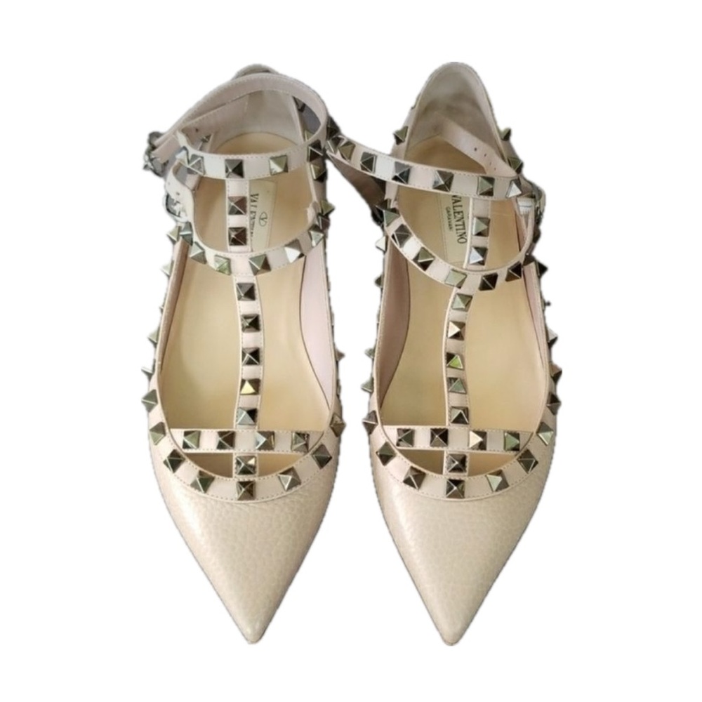 Valentino Women's Beige Rockstud flats